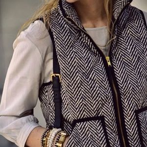 J. Crew Herringbone puffy quilted vest down filled